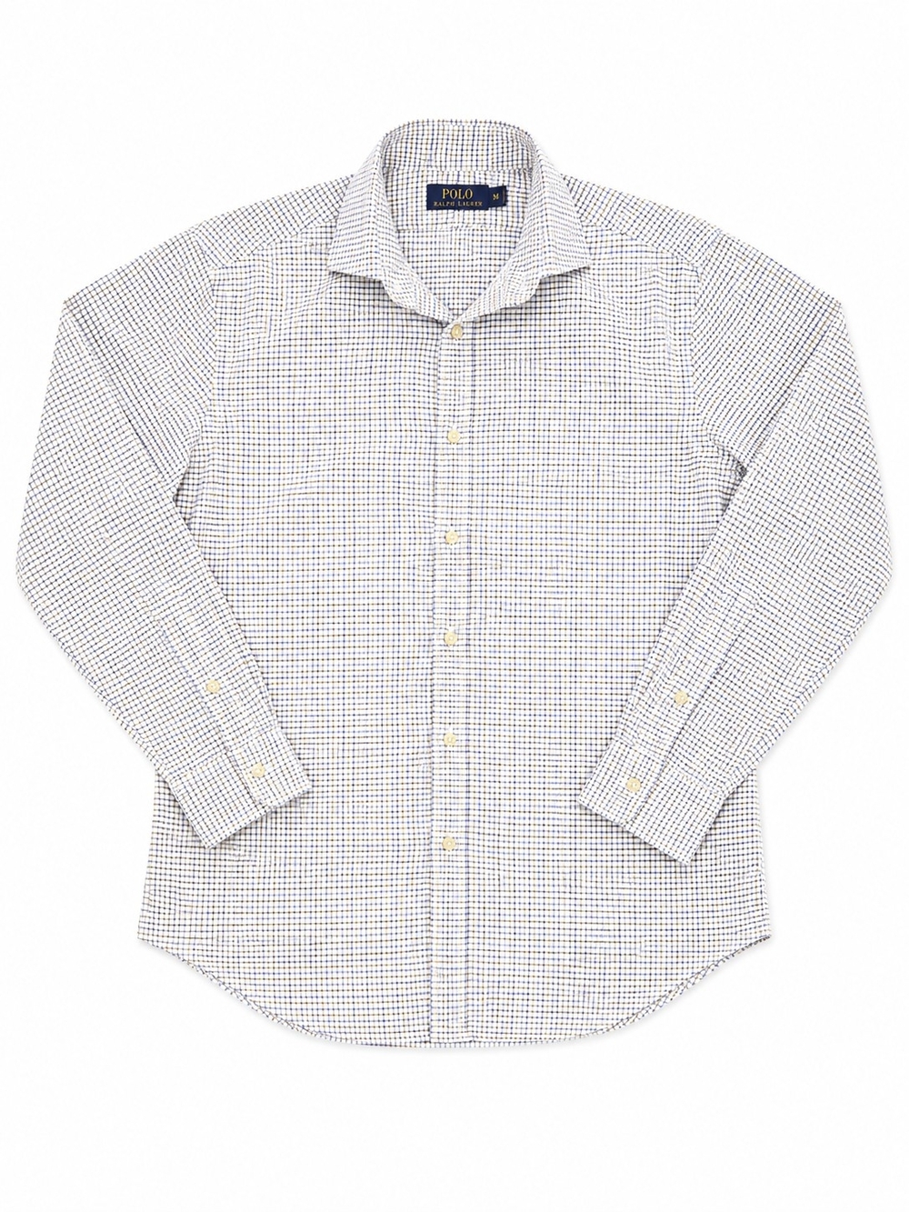 Polo by Ralph Lauren White, Navy, And Brown Check Long-Sleeve Button Down Shirt